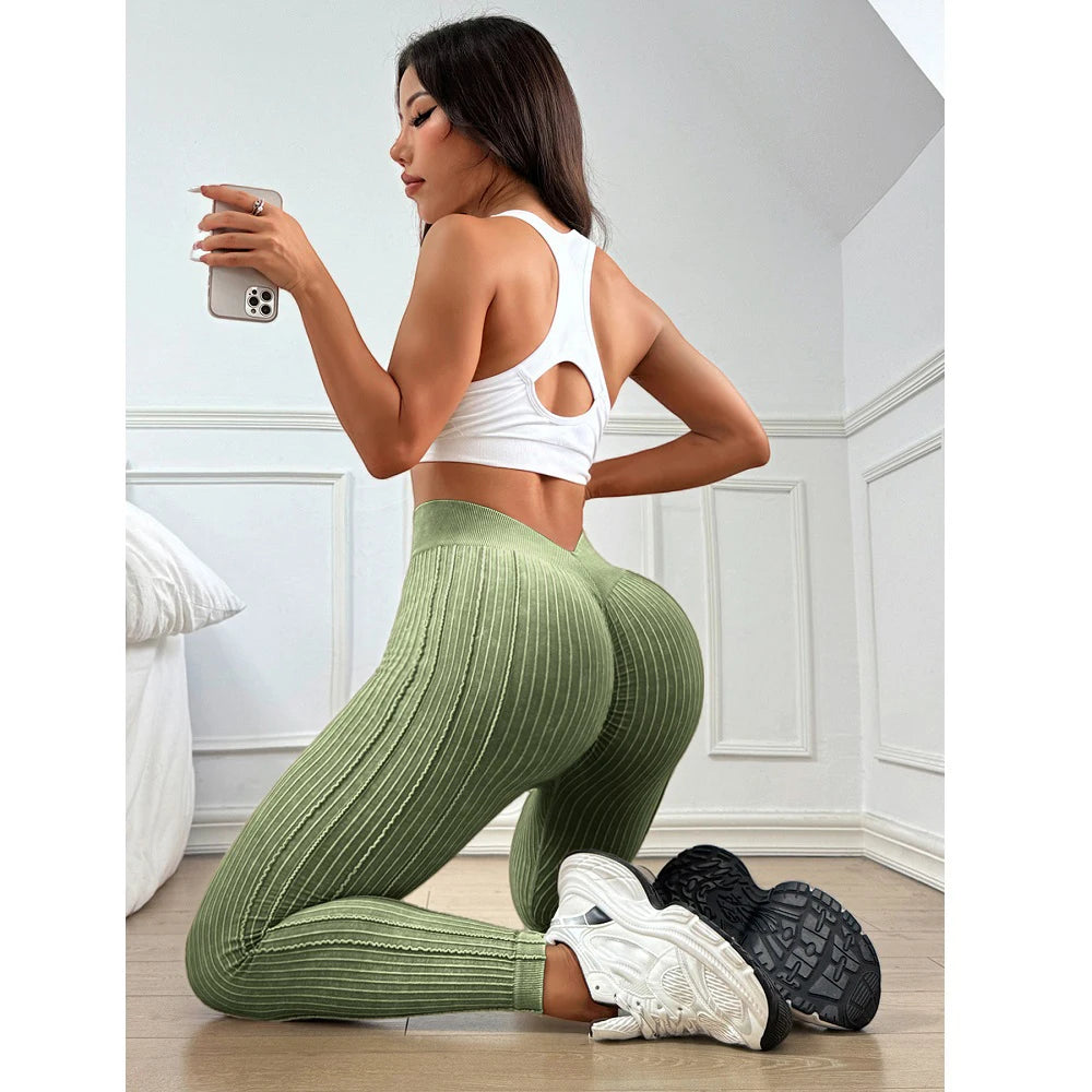 Leggings cintura alta ajustado. a rayas