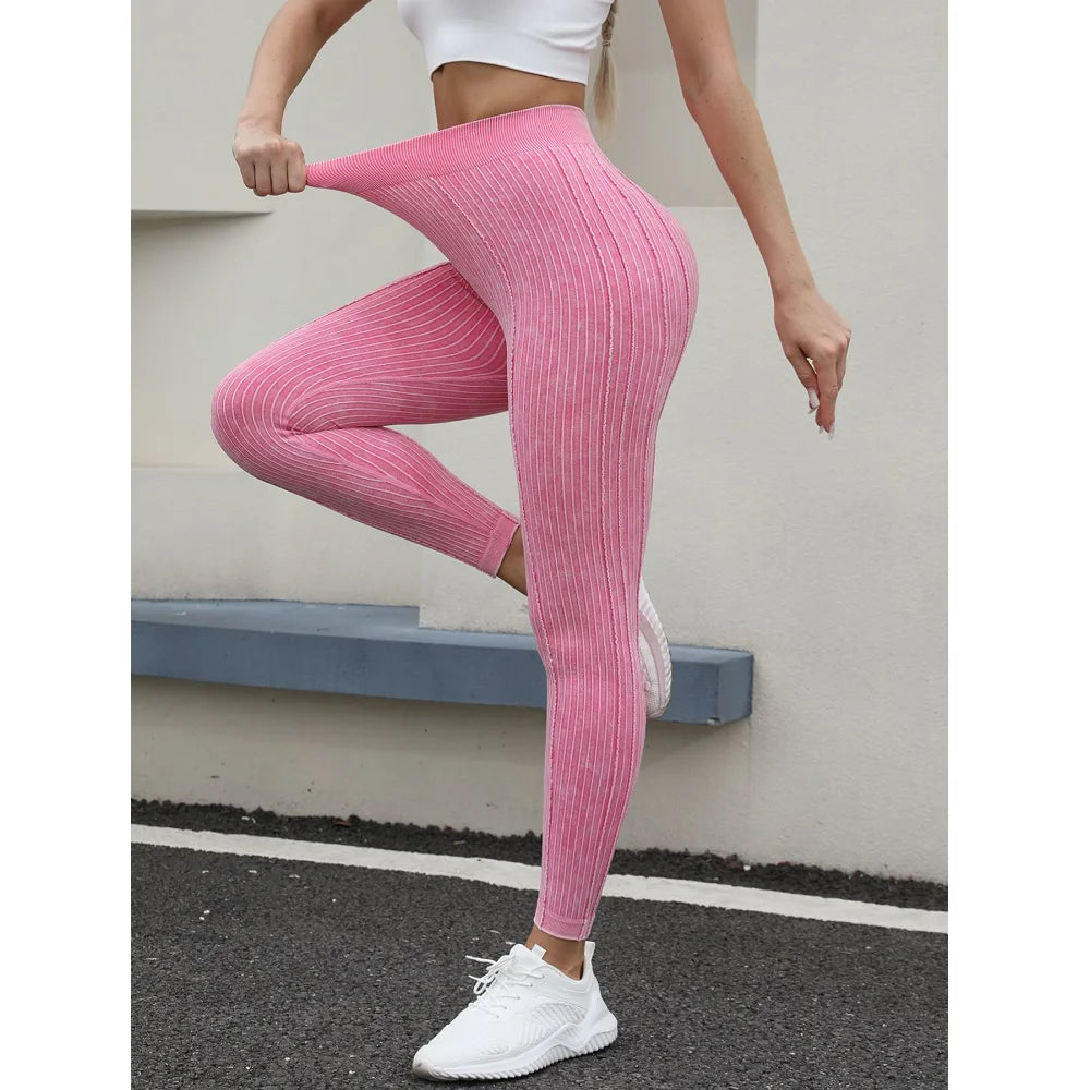 Leggings cintura alta ajustado. a rayas